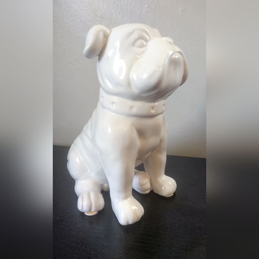 Ceramic Sitting Bulldog Figurine 9 In